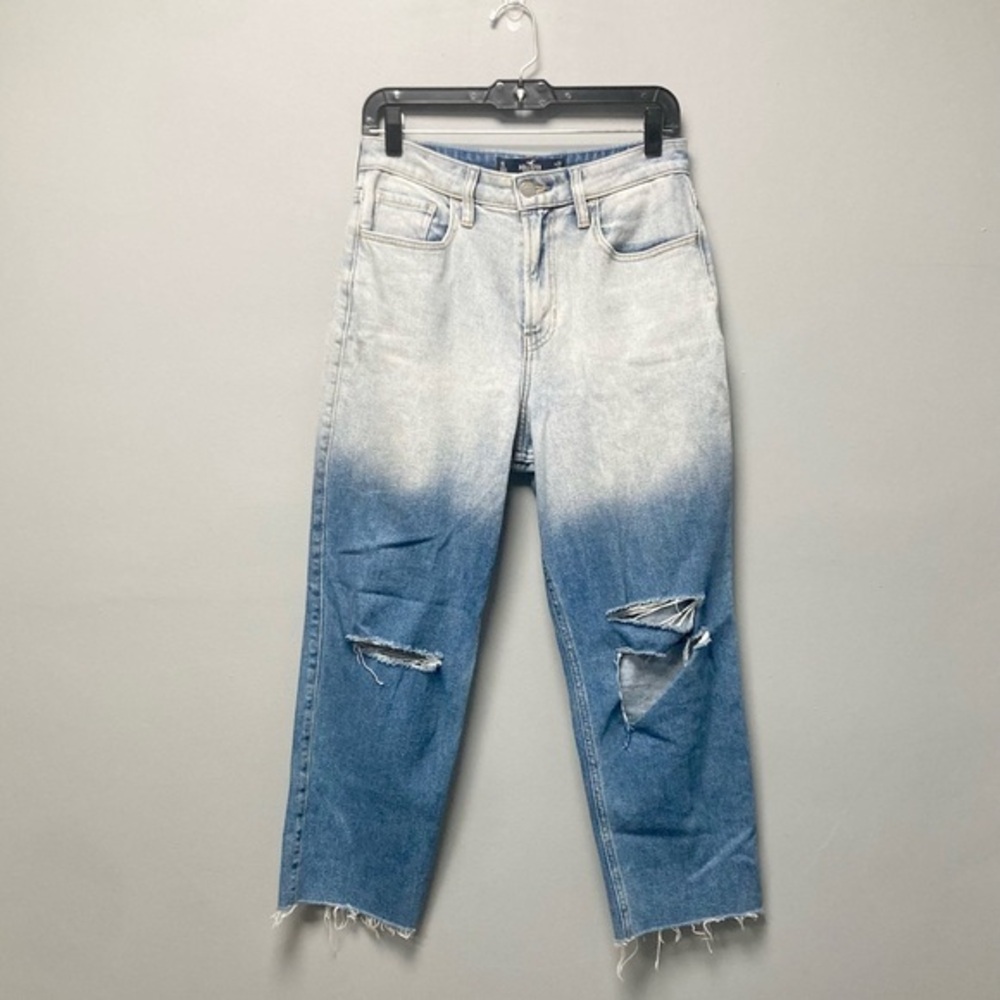 Hollister Ultra High-Rise Vintage Straight Ombre‎ Distressed Jeans Blue 7S W28